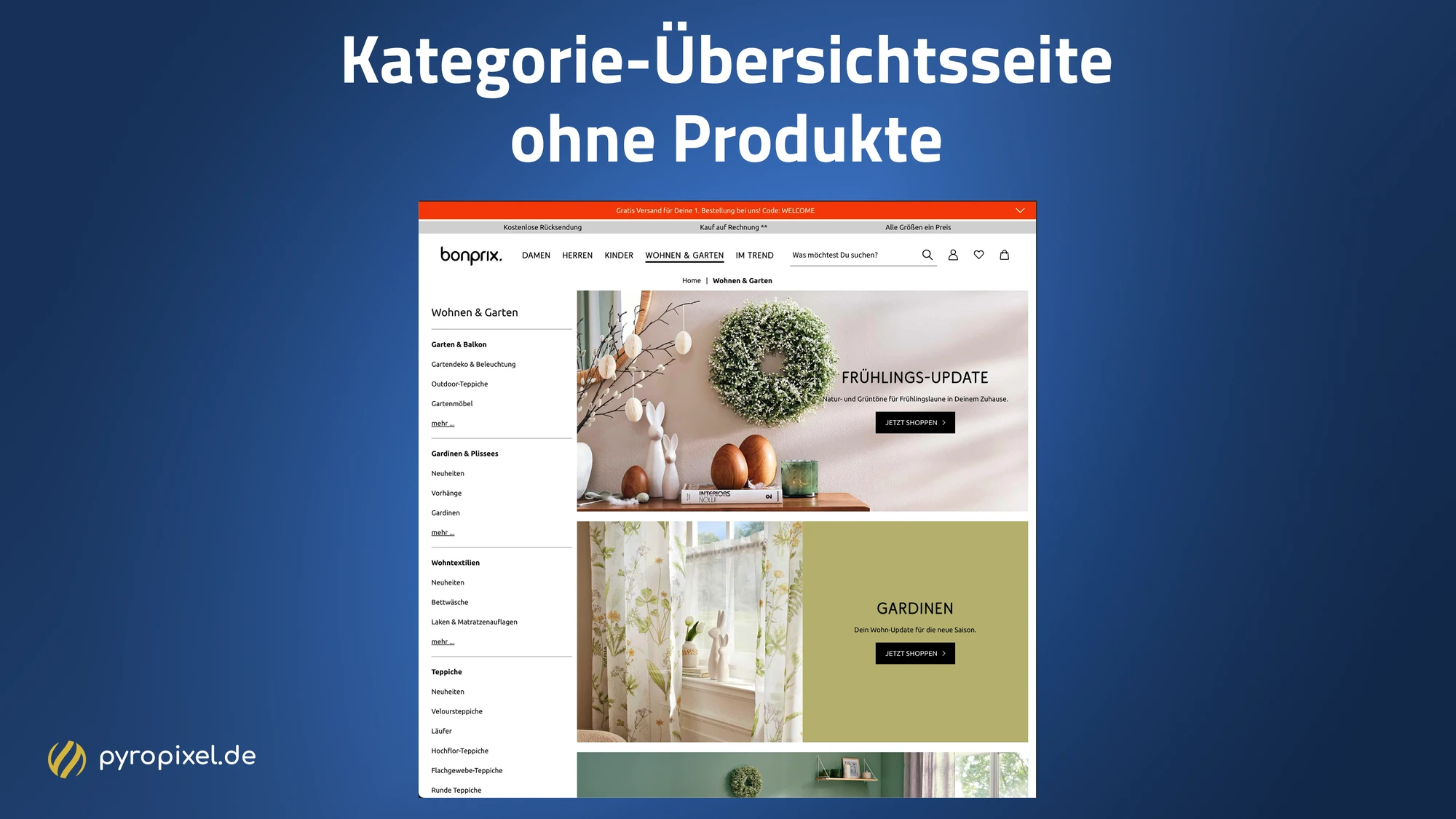 Kategorie-Übersichtsseite bei bonprix.de