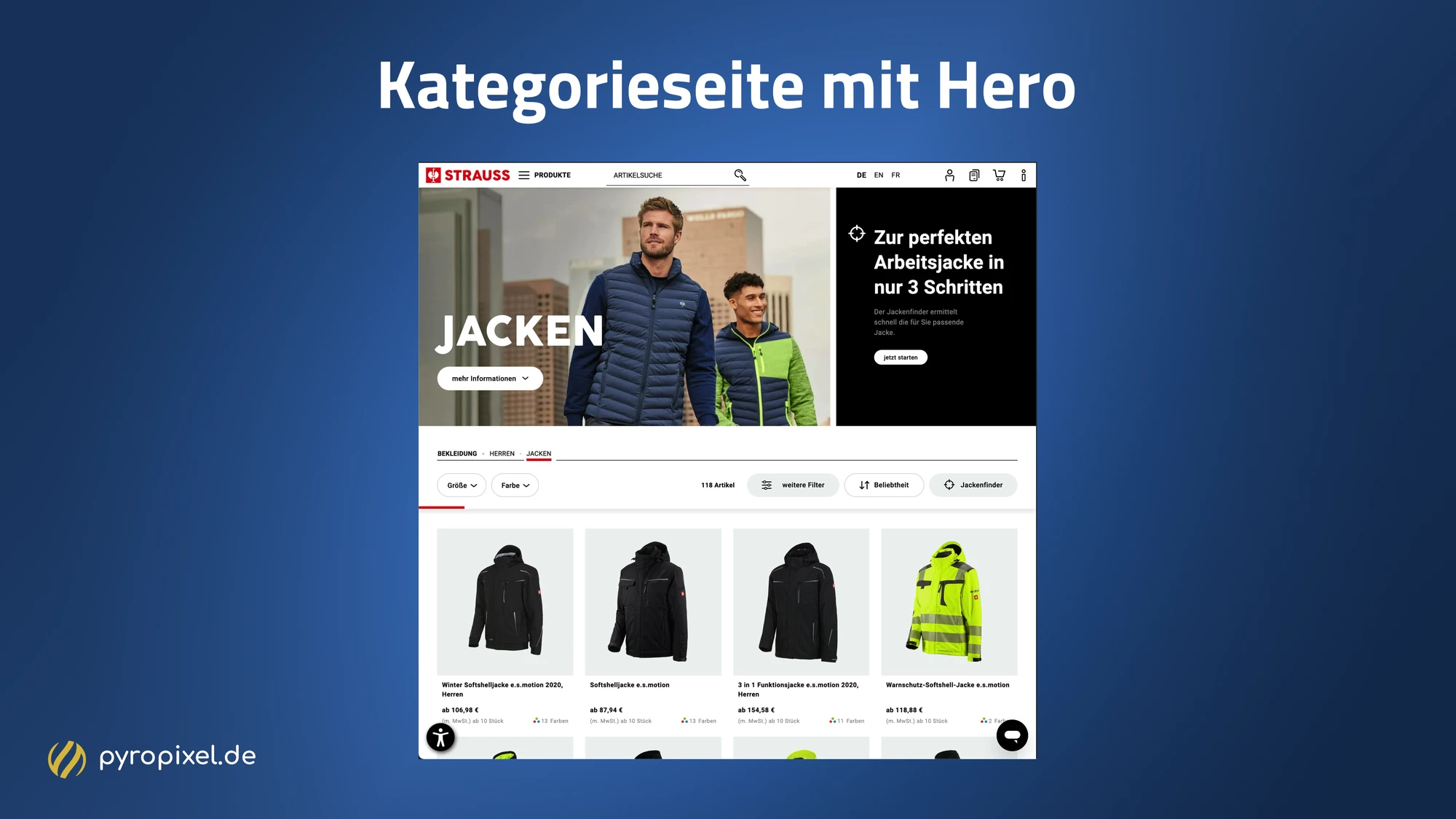 Kategorieseite mit Hero auf strauss.de
