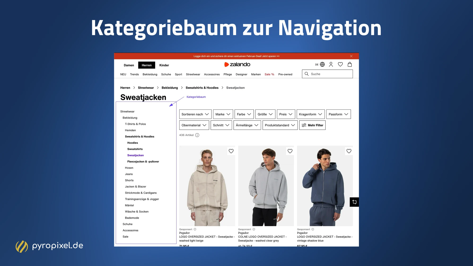 Zusätzlicher Kategoriebaum auf zalando.de