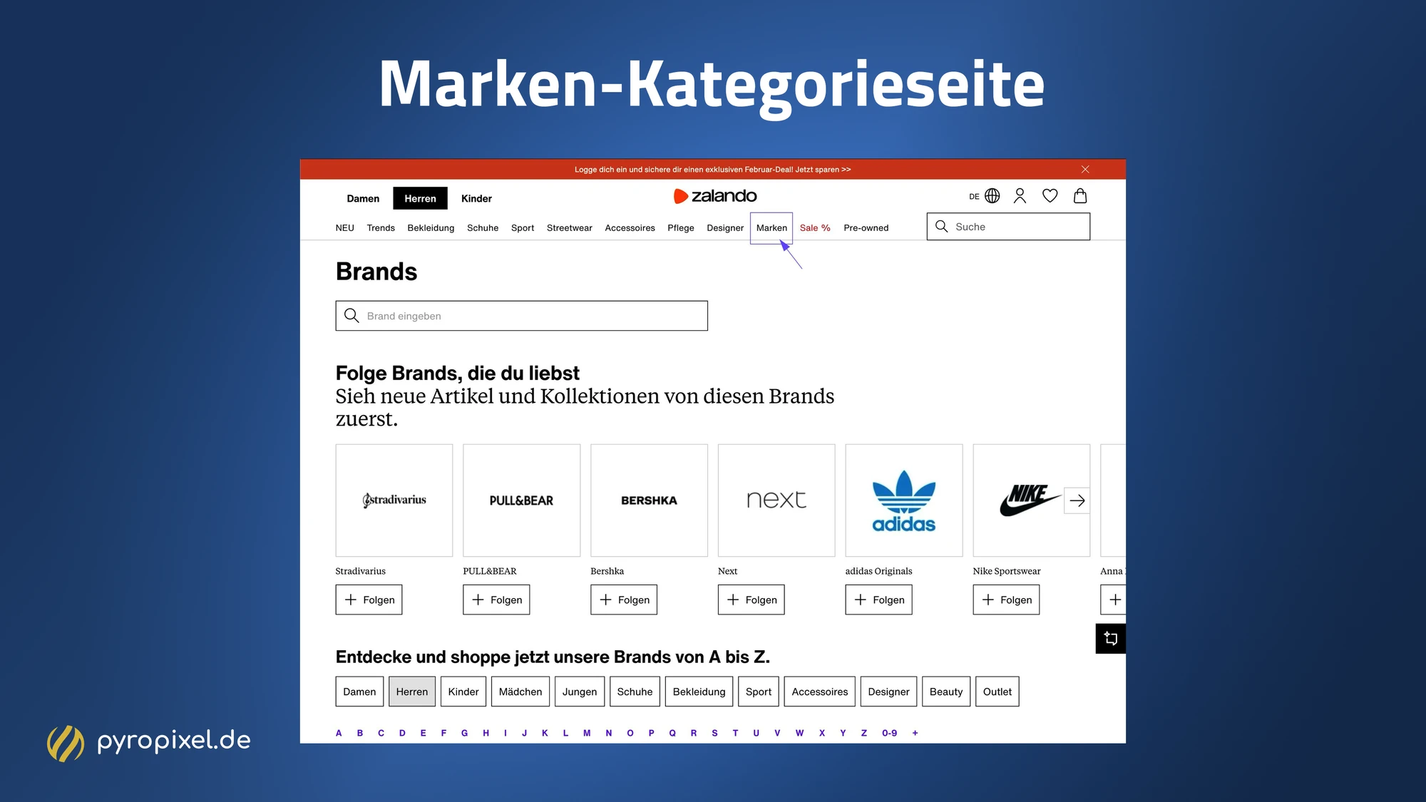 Eigene Marken-Kategorieseite auf zalando.de