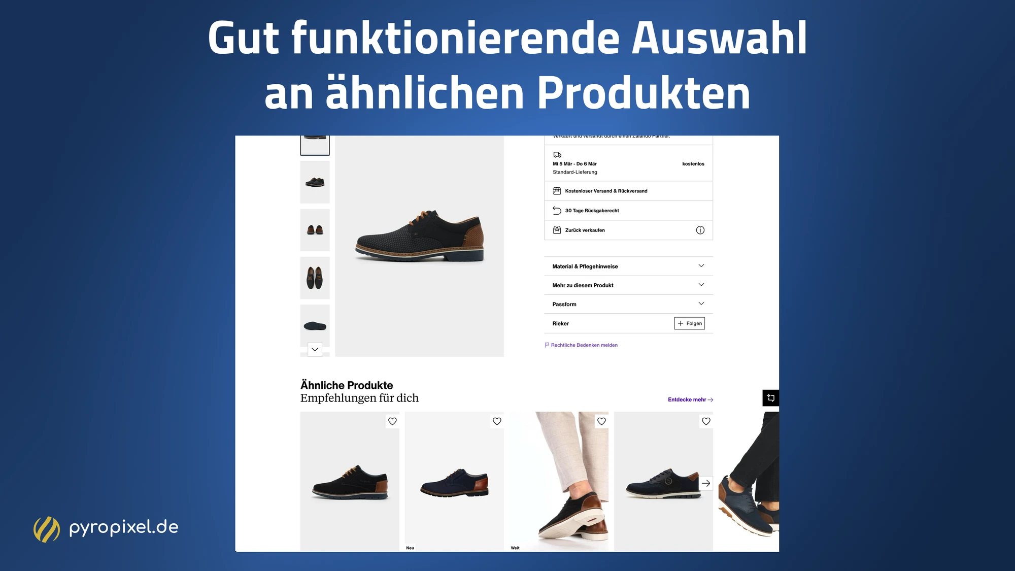 Gut funktionierende Auswahl an ähnlichen Produkten bei zalando.de