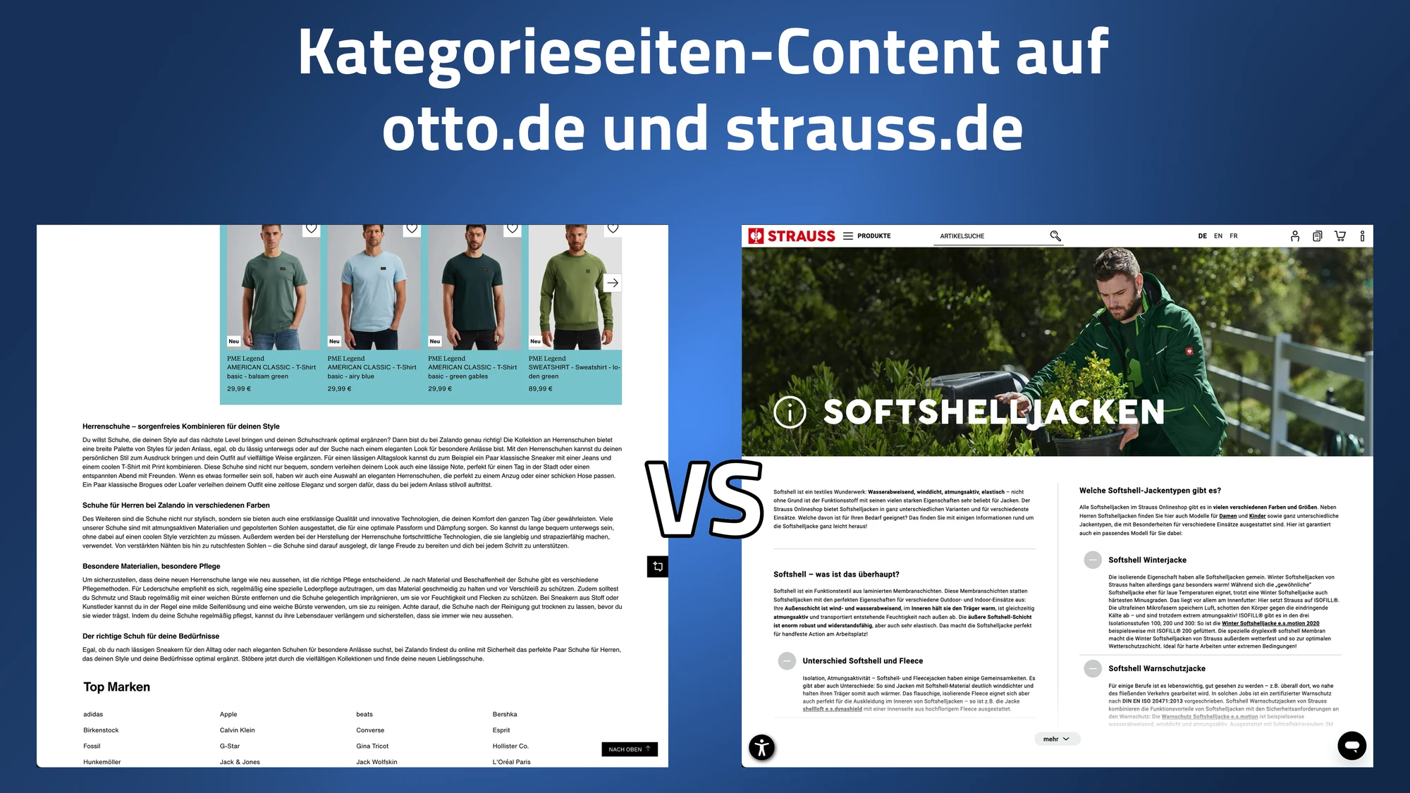 Kategorieseiten-Content otto.de vs. strauss.de
